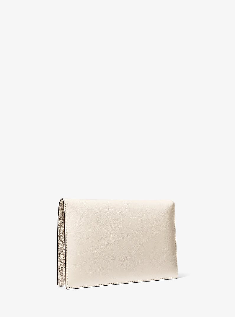 Jet Set Travel Small Smooth and Signature Logo 2-in-1 Clutch in LT CREAM | Michael Kors