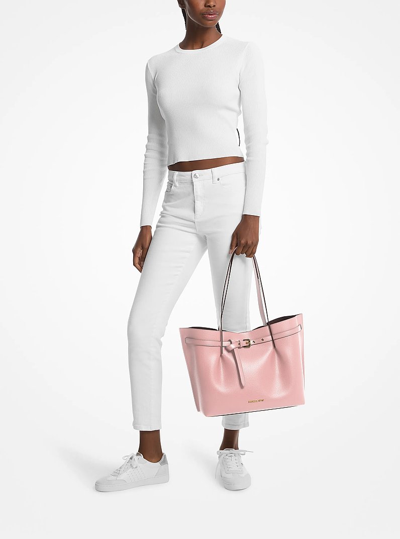 Emilia Large Pebbled Leather Tote Bag in POWDER BLUSH | Michael Kors