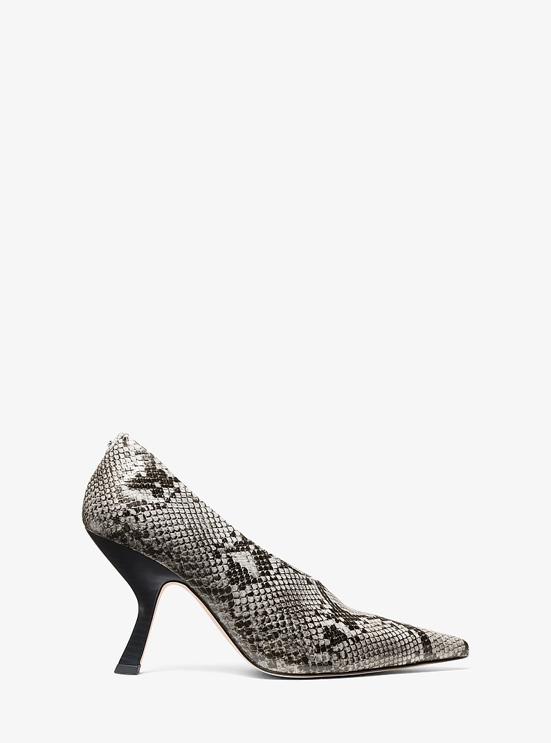Luna Snake Embossed Leather Pump in QUARRY GREY | Michael Kors