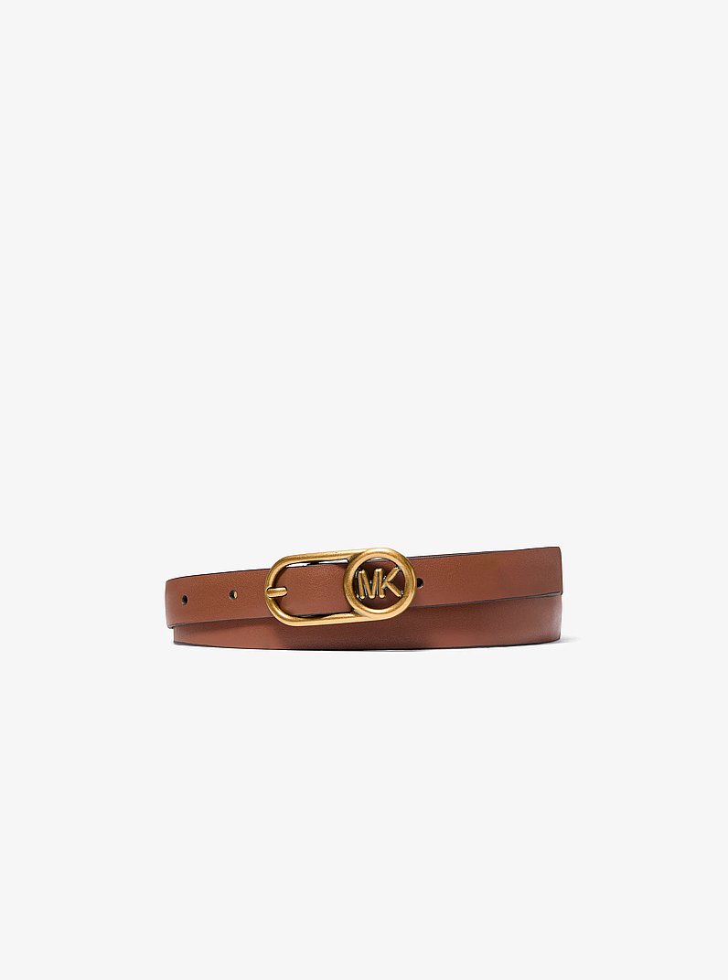 Ceinture en cuir &agrave; boucle &agrave; logo in LUGGAGE | Michael Kors