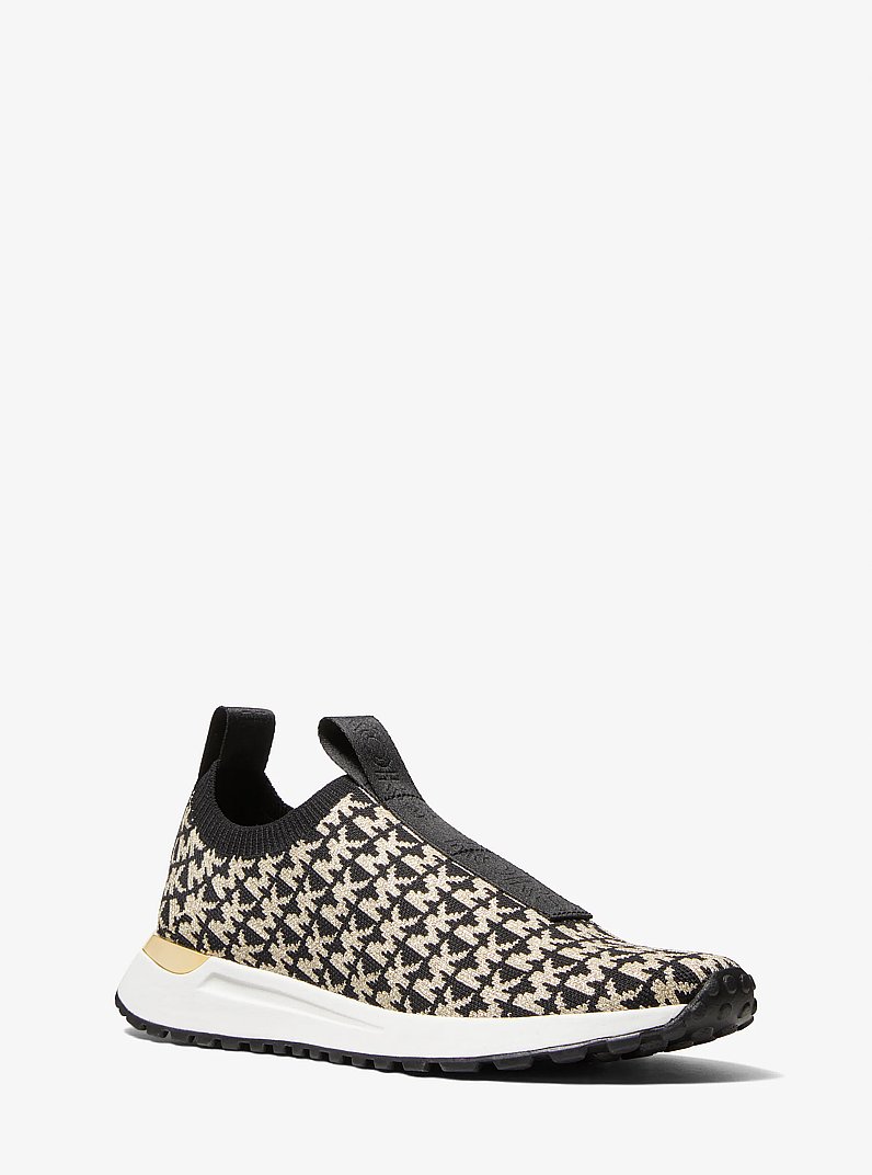 Bodie Metallic Logo Jacquard Slip-On Trainer in BLACK | Michael Kors