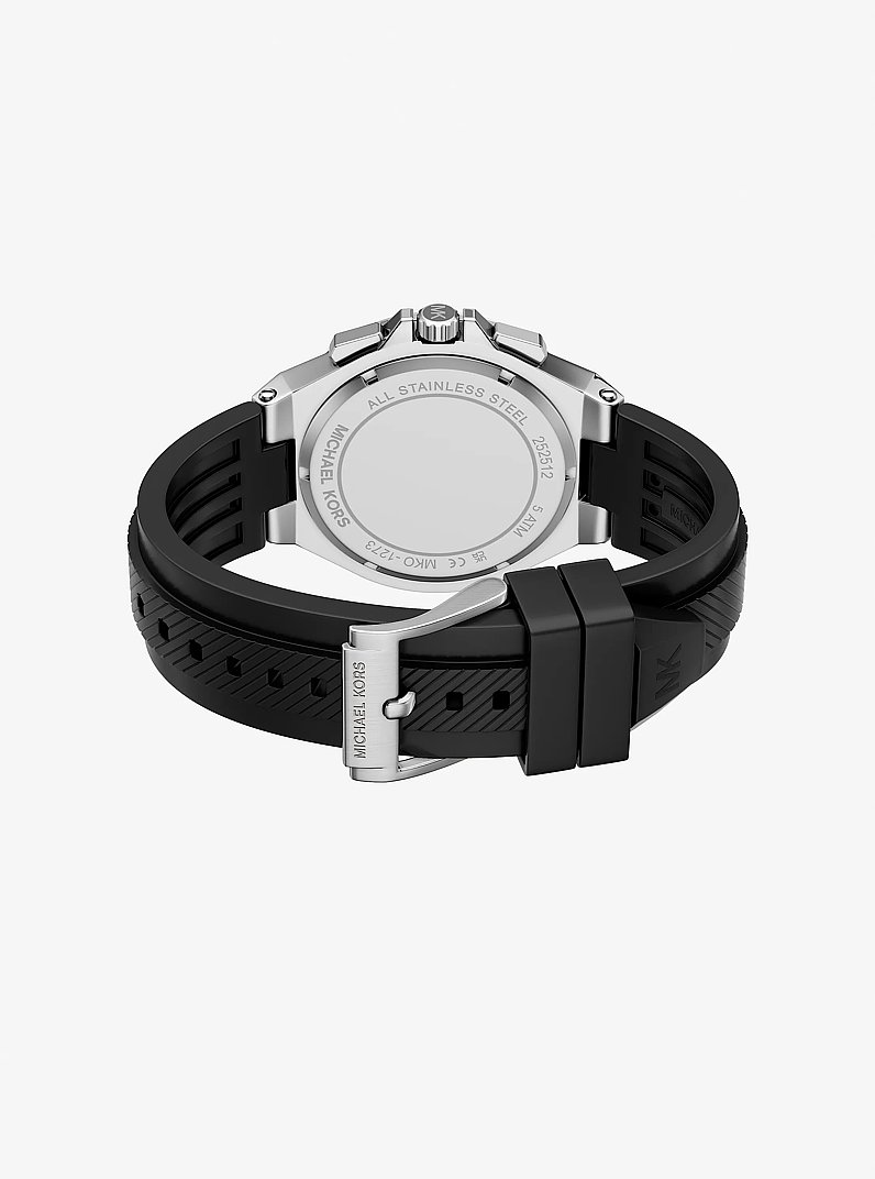 Oversized Lennox Pav&eacute; Silver-Tone and Silicone Watch in SILVER | Michael Kors