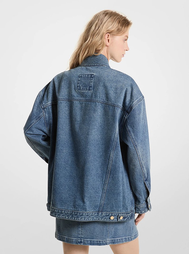 Chamarra vaquera oversize in AZUL CREP&Uacute;SCULO LAVADO | Michael Kors