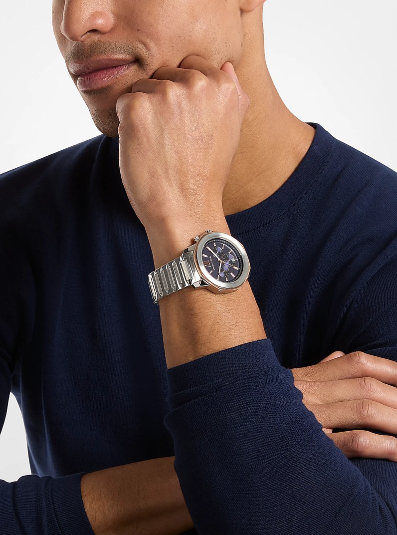Oversized Prescott Two-Tone Watch in SILVER | Michael Kors