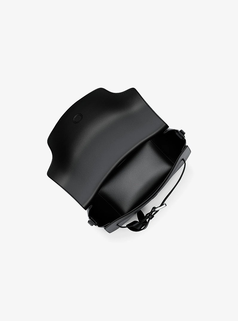 Emilia Small Pebbled Leather Saddle Crossbody Bag in BLACK | Michael Kors