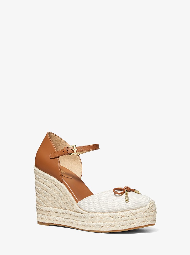 Nori Leather and Hemp Wedge Espadrille