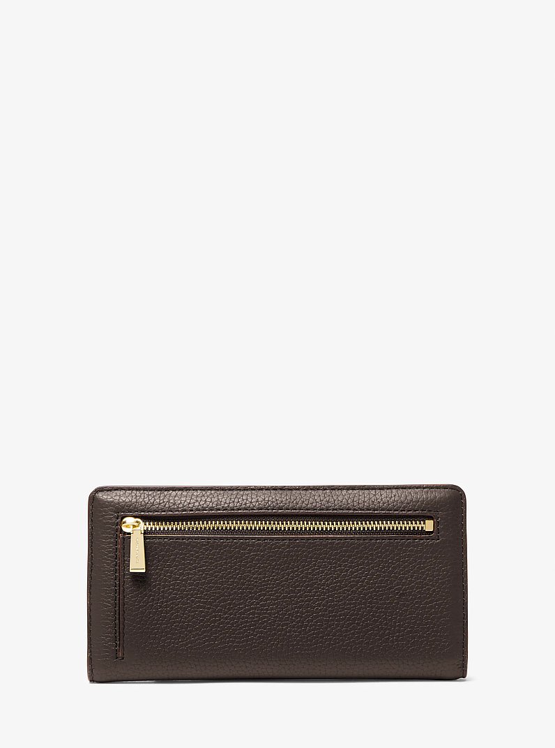 Bryant Large Pebbled Leather Snap-Front Wallet in CHOCOLATE | Michael Kors