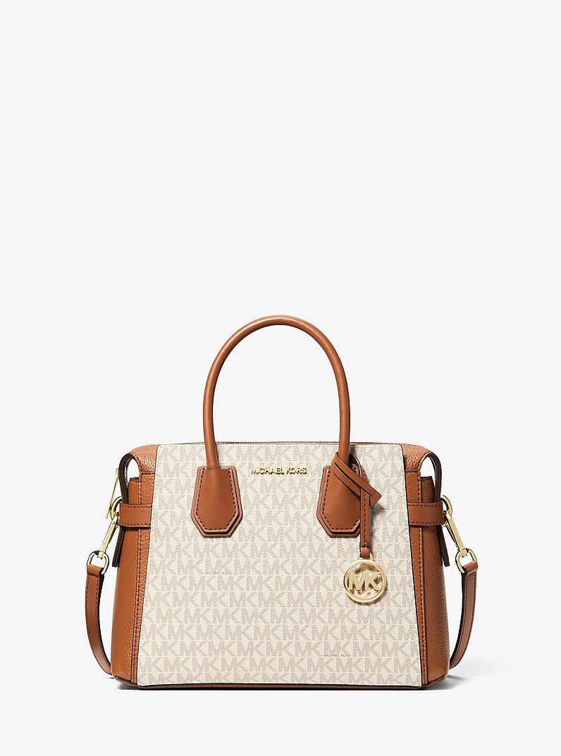 Mercer Small Signature Logo Satchel in VANILLA | Michael Kors