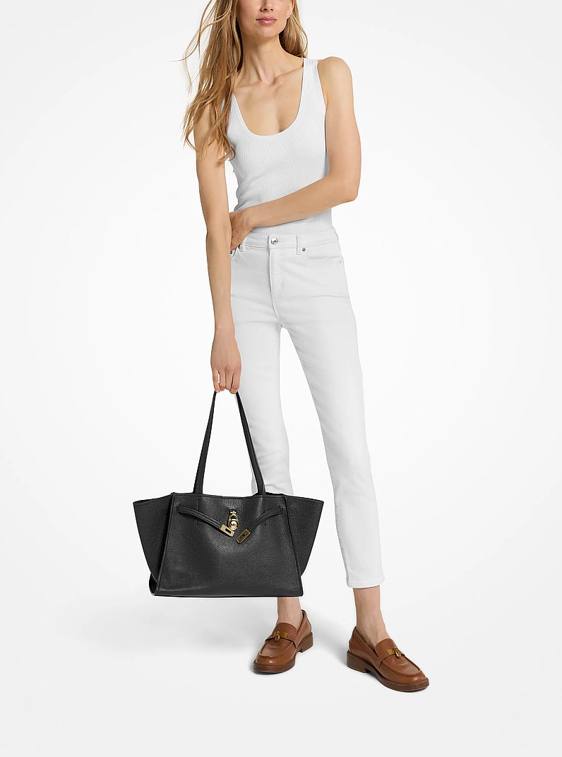 Hamilton Moderne Large Leather Tote Bag in BLACK | Michael Kors
