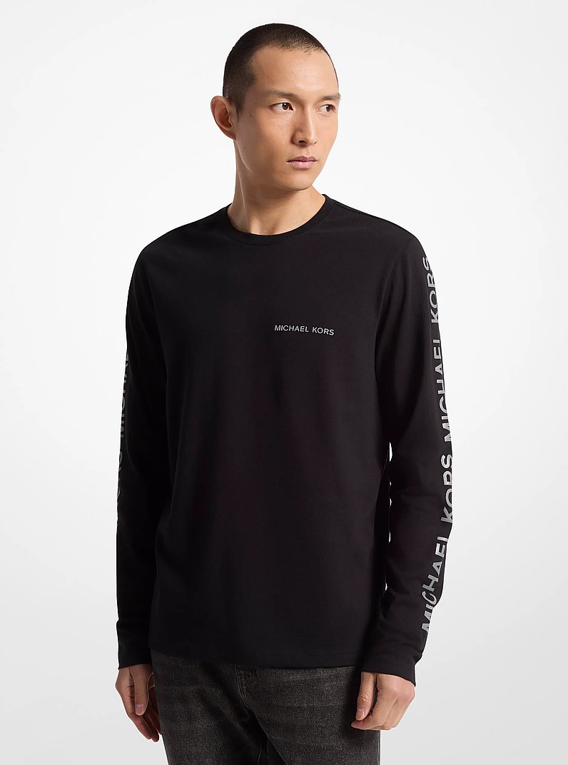 Cotton Long-Sleeve T-Shirt in BLACK | Michael Kors
