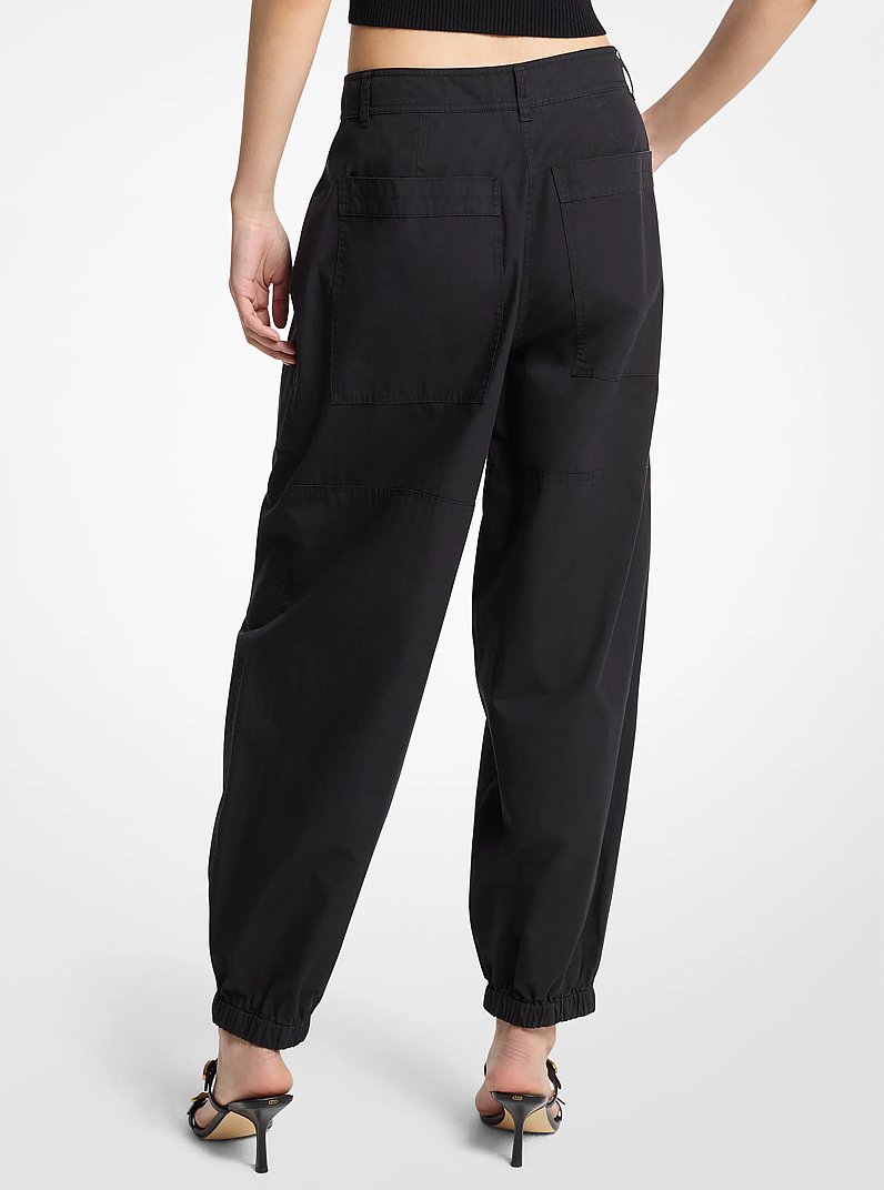 Cotton Poplin Parachute Jogger in BLACK | Michael Kors