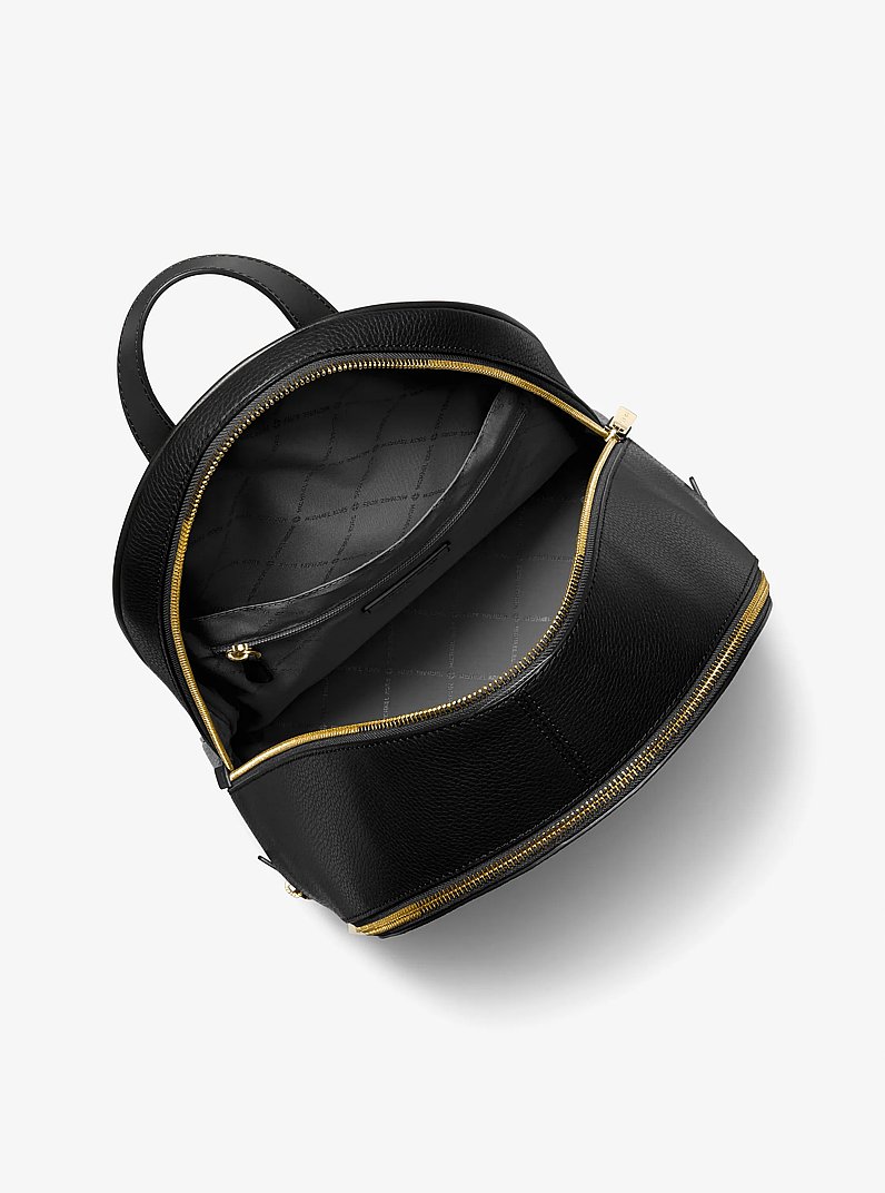 Rhea Large Pebbled Leather Backpack in BLACK | Michael Kors