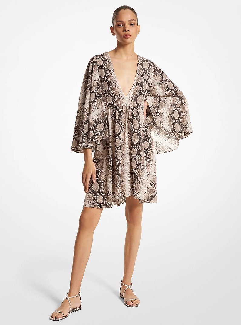 Python Organic Silk Crepe De Chine Pleated Dress
