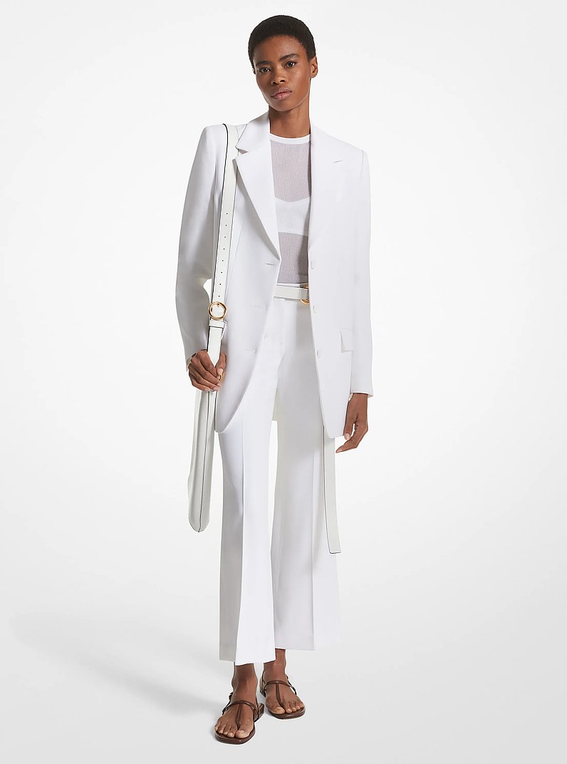 Double Crepe Sabl&eacute; Boyfriend Blazer in OPTIC WHITE | Michael Kors