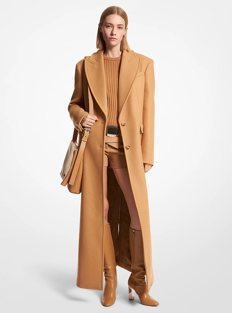 Wool Melton Overcoat in CAMEL | Michael Kors