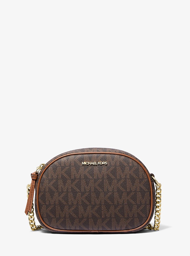 Petit sac &agrave; bandouli&egrave;re Jet Set ovale &agrave; logo Signature in MARRON/LUGGAGE | Michael Kors