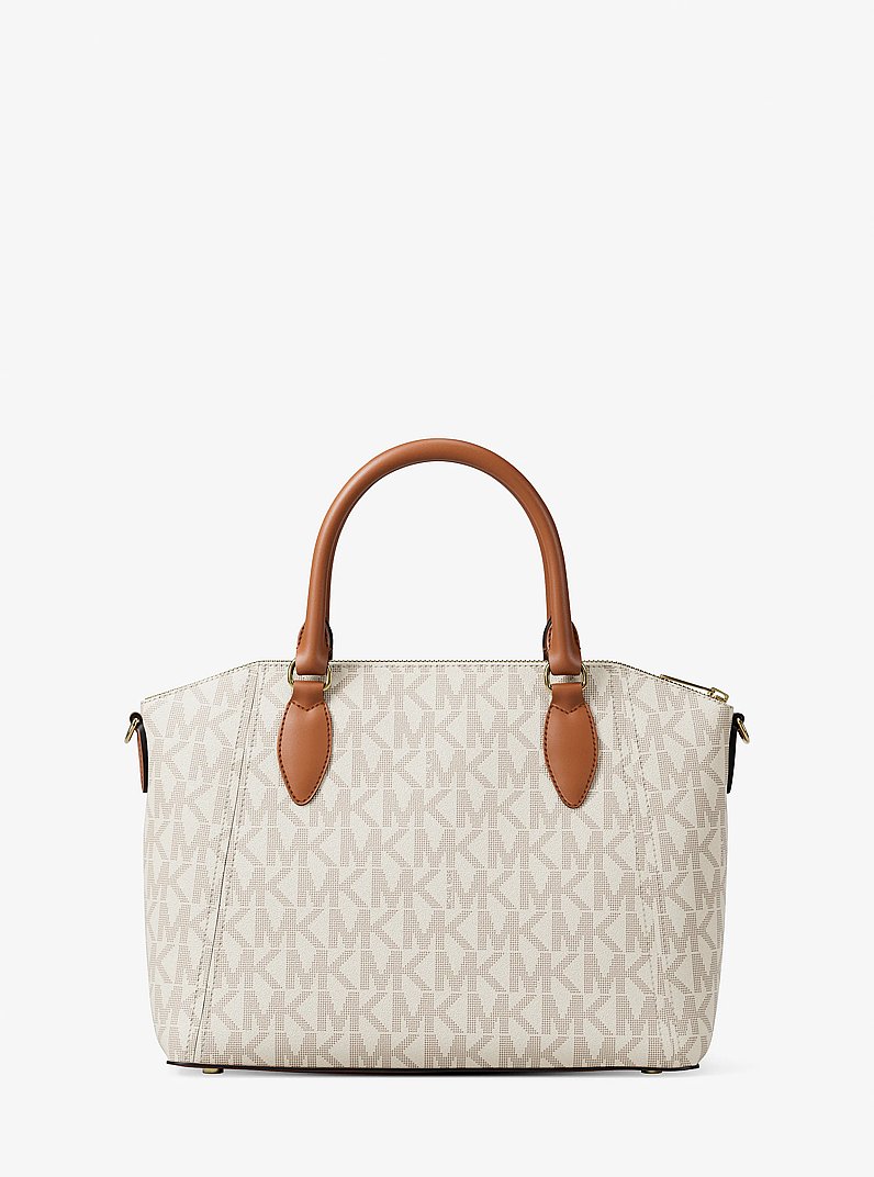Sienna Medium SIgnature Logo Satchel in VANILLA/LUGGAGE | Michael Kors