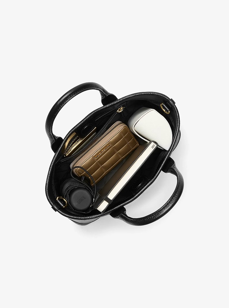 Luisa Small Pebbled Leather Satchel in BLACK | Michael Kors