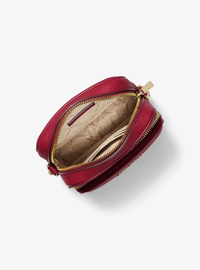 Jet Set Travel Medium Pebbled Leather Crossbody Bag in CHERRY | Michael Kors
