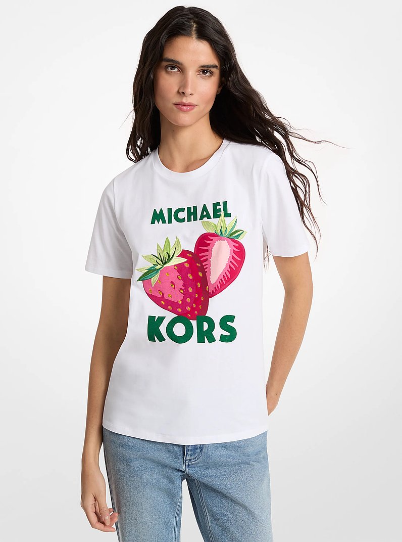 Graphic Logo Cotton T-Shirt in WHITE | Michael Kors