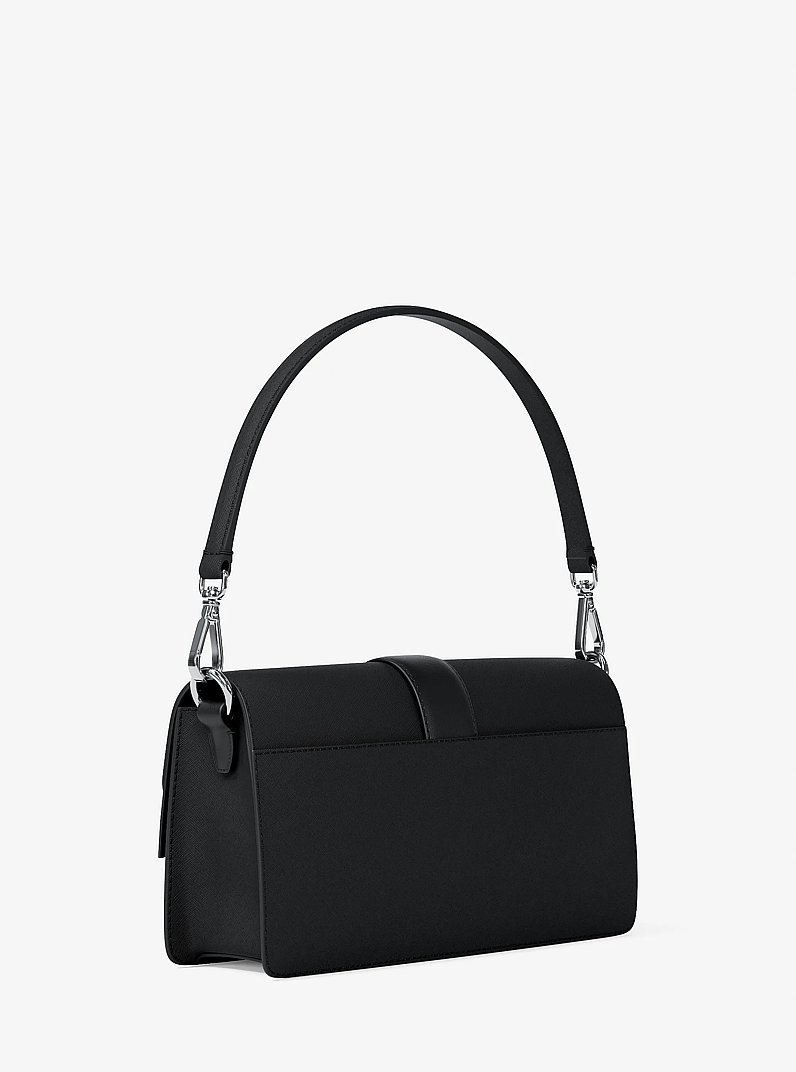 Greenwich Medium Saffiano Leather Convertible Shoulder Bag in BLACK | Michael Kors