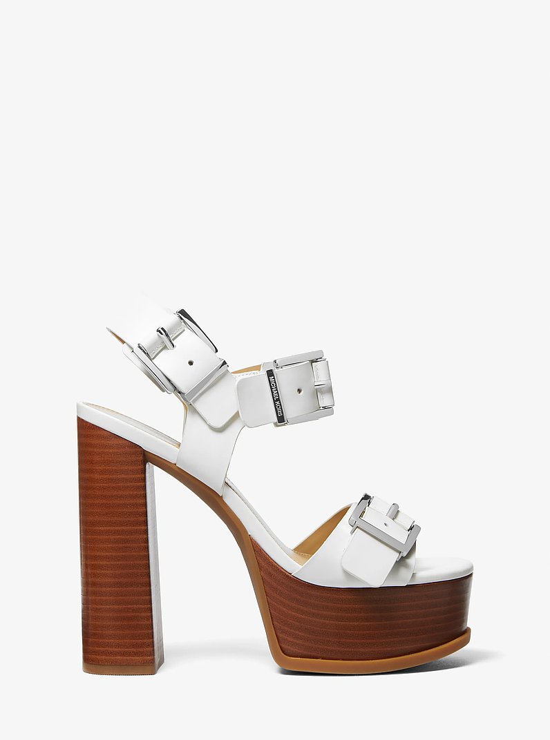 Colby Leather Platform Sandal in OPTIC WHITE | Michael Kors