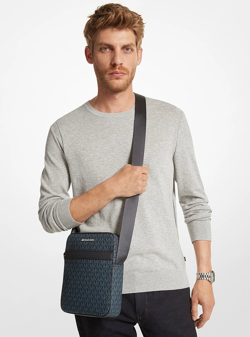 Cooper Signature Logo Flight Bag in ADML/PL BLUE | Michael Kors