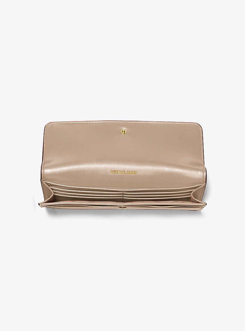 Jet Set Large Saffiano Leather Snap-Front Wallet in BIRCH | Michael Kors