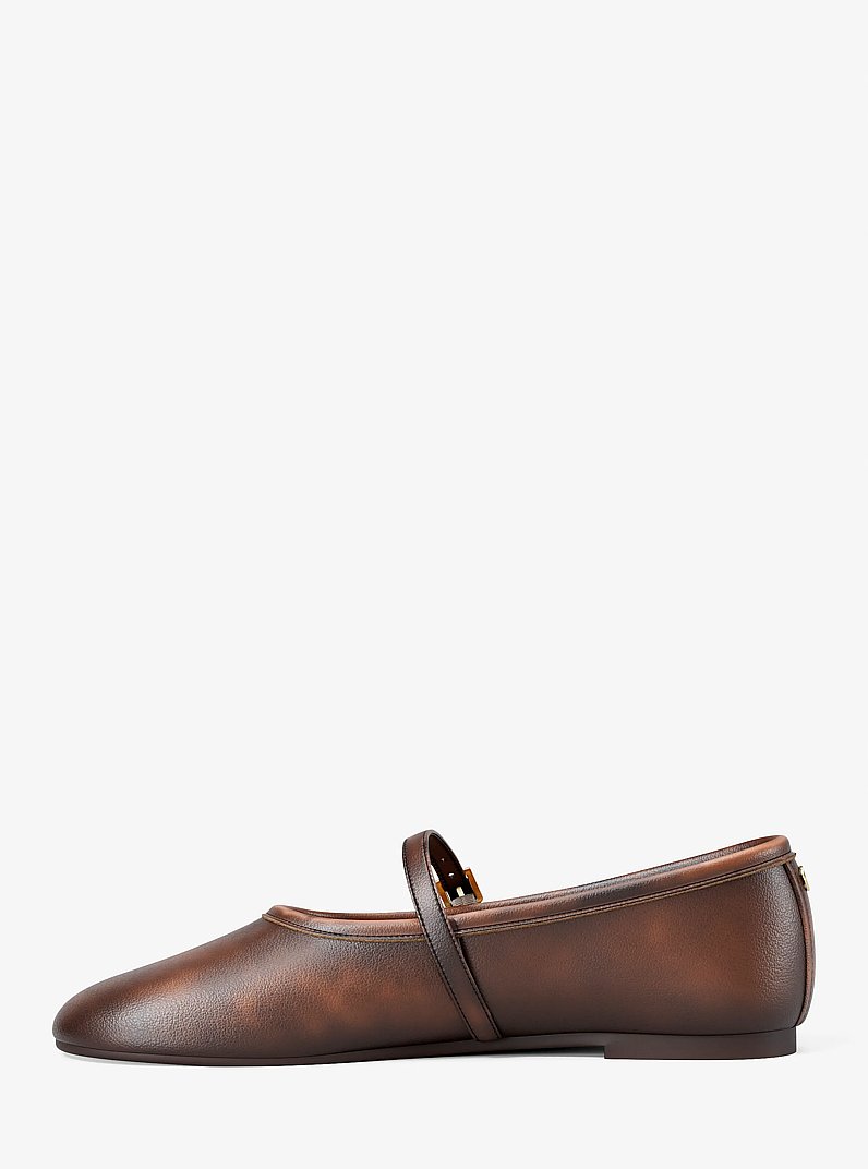 Phoebe Burnished Ballet Flat in CHOCOLATE | Michael Kors