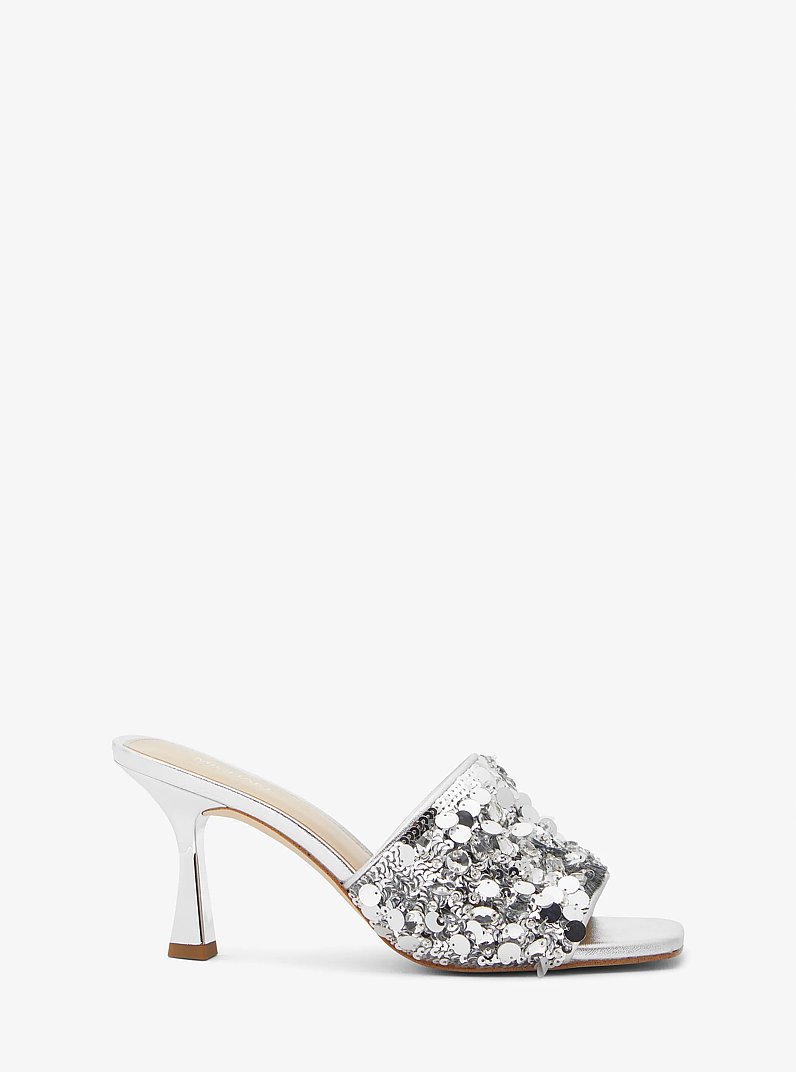 Limited-Edition Tessa Hand-Embellished Mule in SILVER | Michael Kors