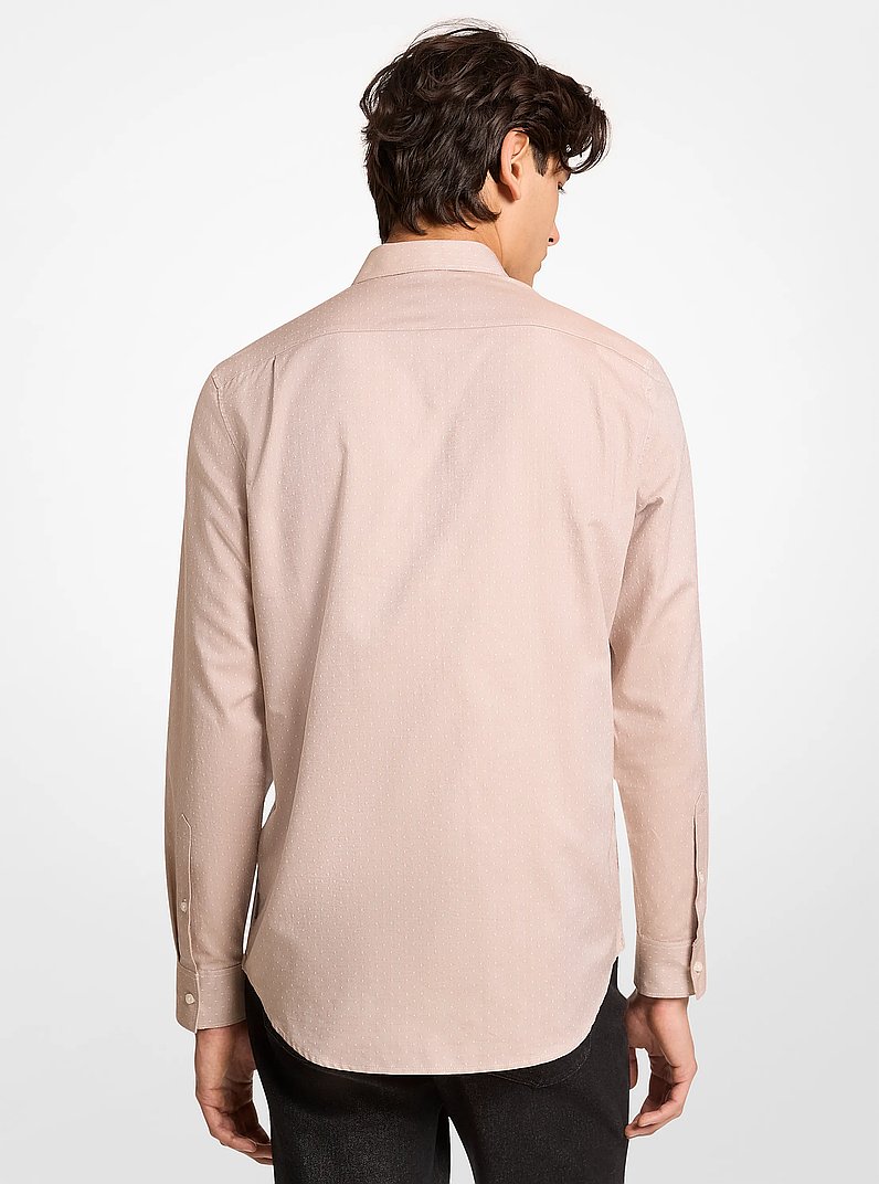 Classic-Fit Printed Cotton Blend Dobby Shirt in DARK CAMEL | Michael Kors
