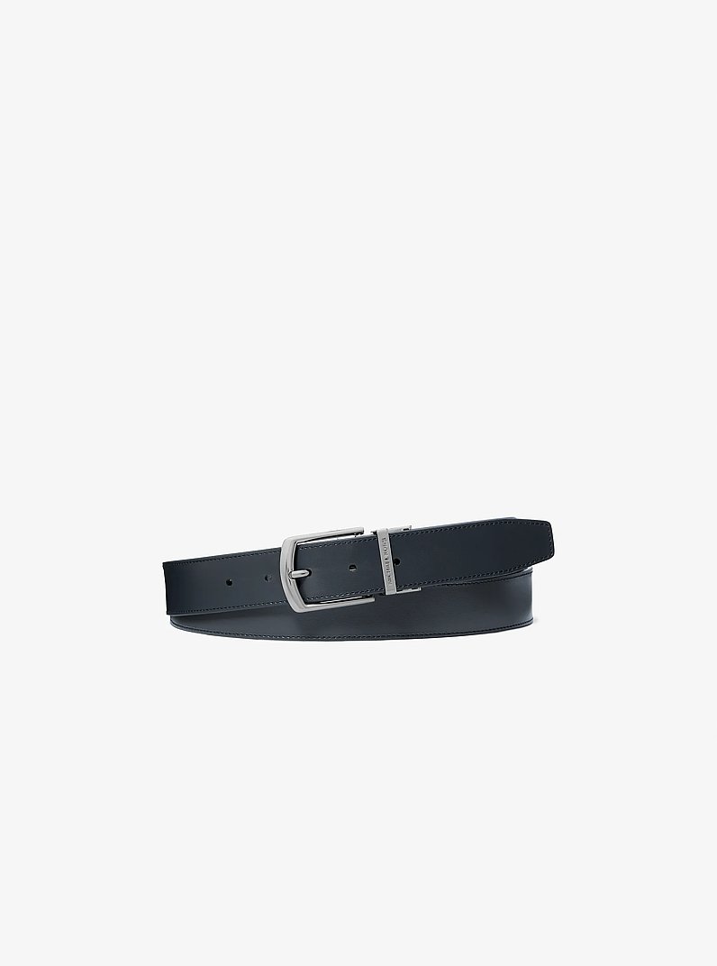 Reversible Signature Logo and Leather Belt in ADMRL/PLBLUE | Michael Kors