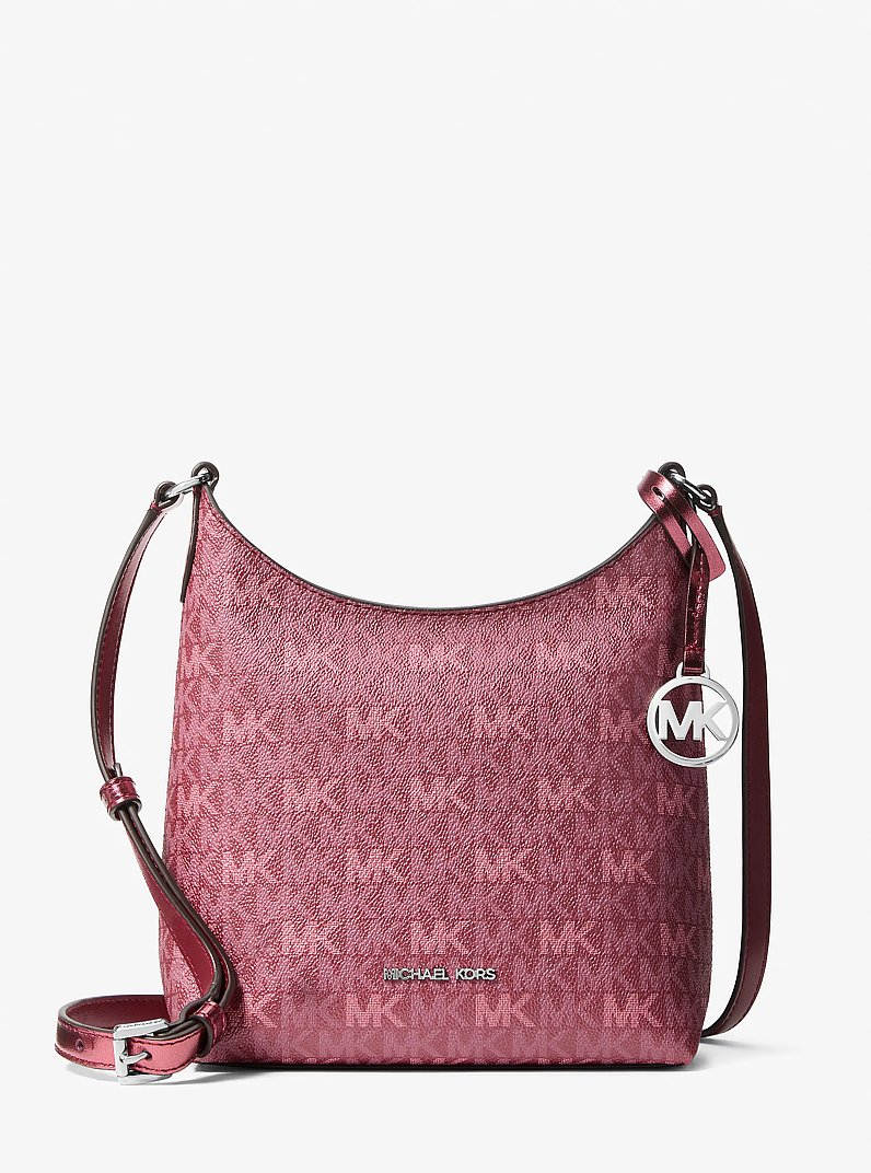 Maya Small Signature Logo Crossbody Bag in MAROON | Michael Kors