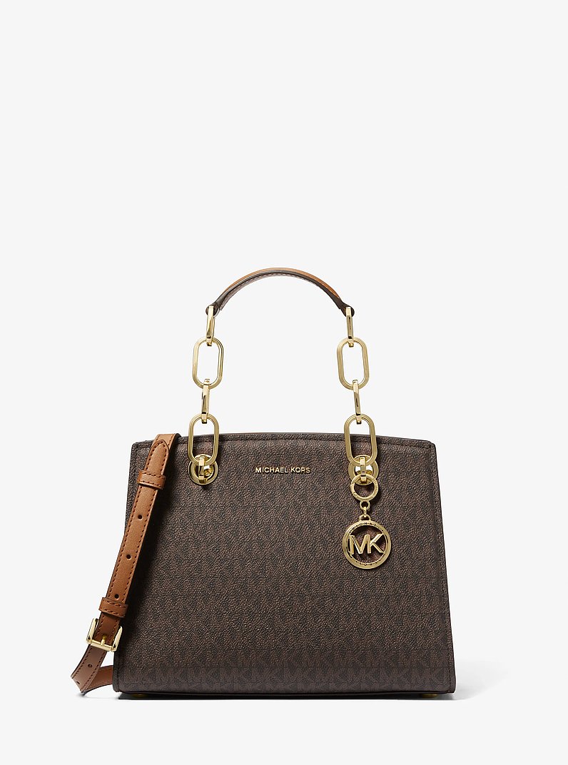 Cynthia Small Signature Logo Satchel in BRN/ACORN | Michael Kors
