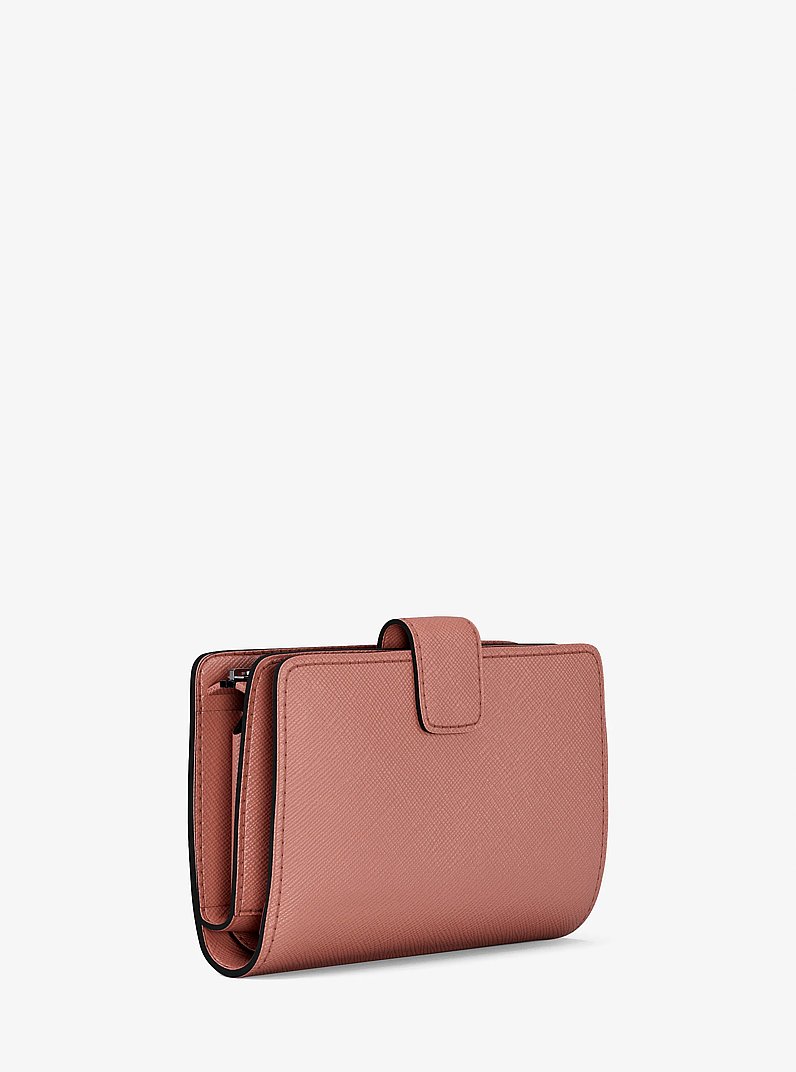 Cartera mediana de piel saffiano in SUNSET ROSE | Michael Kors