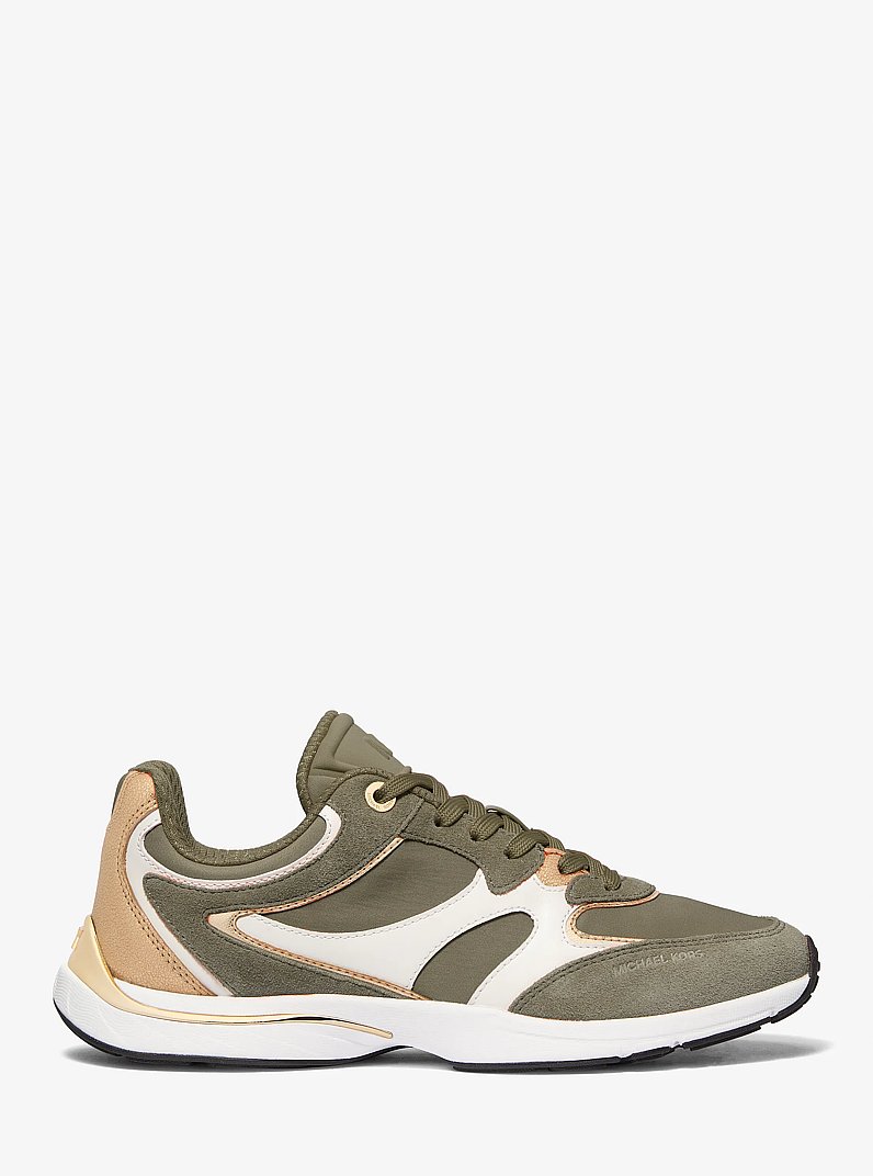 Riley Mixed-Media Trainer in SAFARI GREEN | Michael Kors
