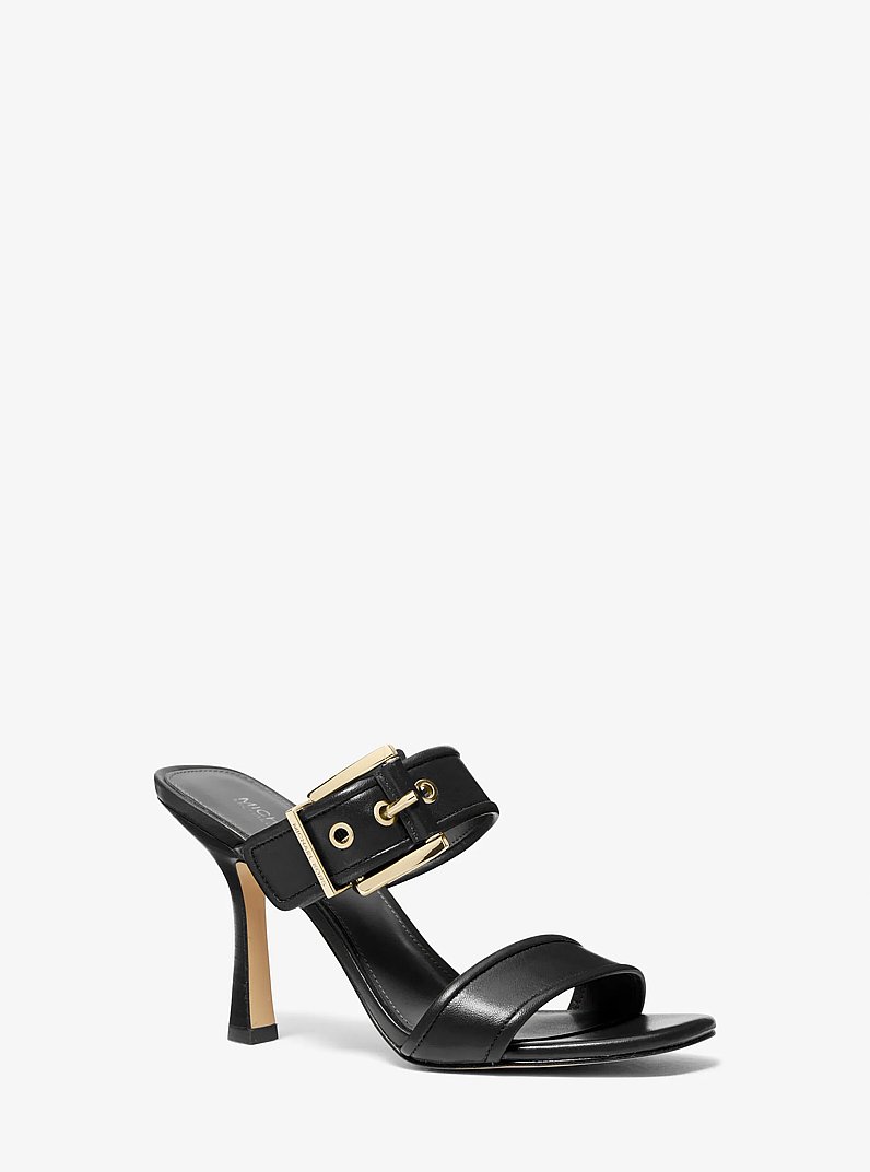Colby Leather Sandal in BLACK | Michael Kors