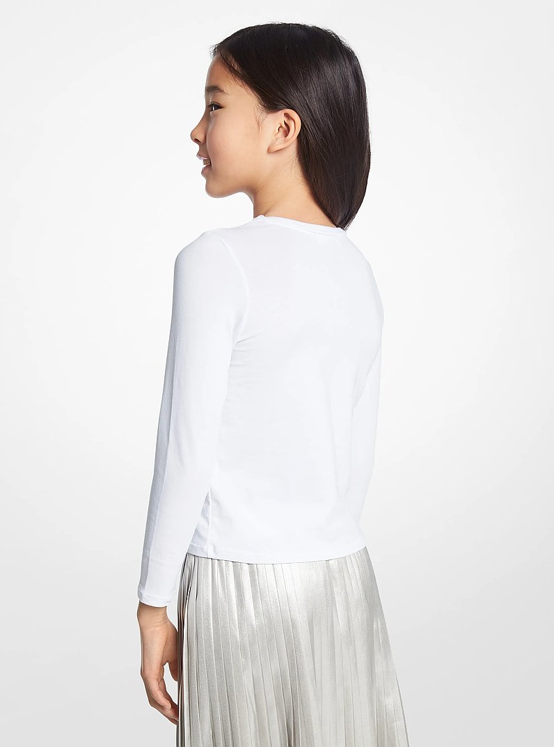 Stretch-T-Shirt aus Baumwoll-Jersey mit Herz und Logo