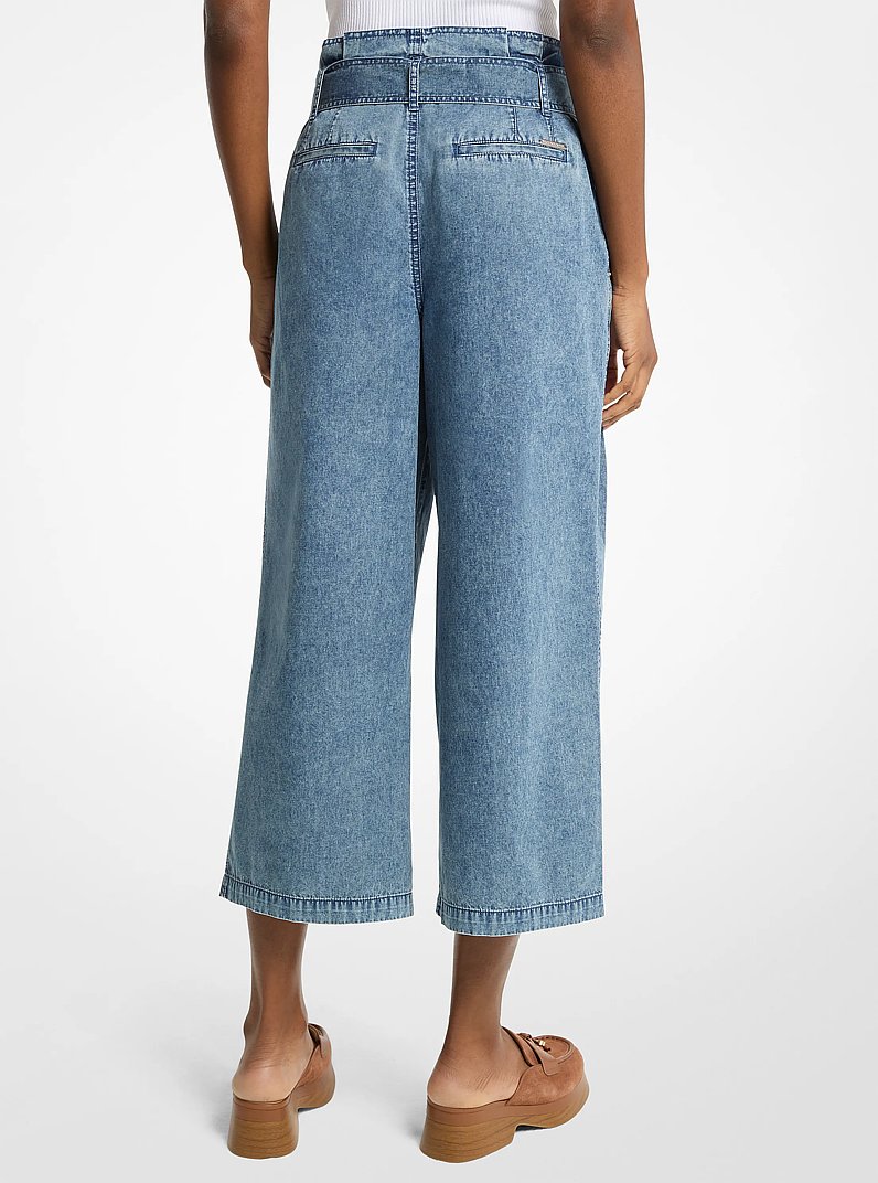 Denim Cropped Paperbag Pants in DUSK BLUE WASH | Michael Kors