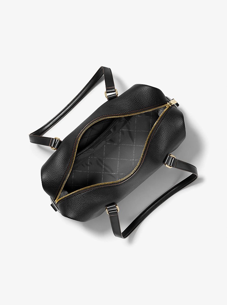 Teddi Large Textured Shoulder Bag in BLACK | Michael Kors