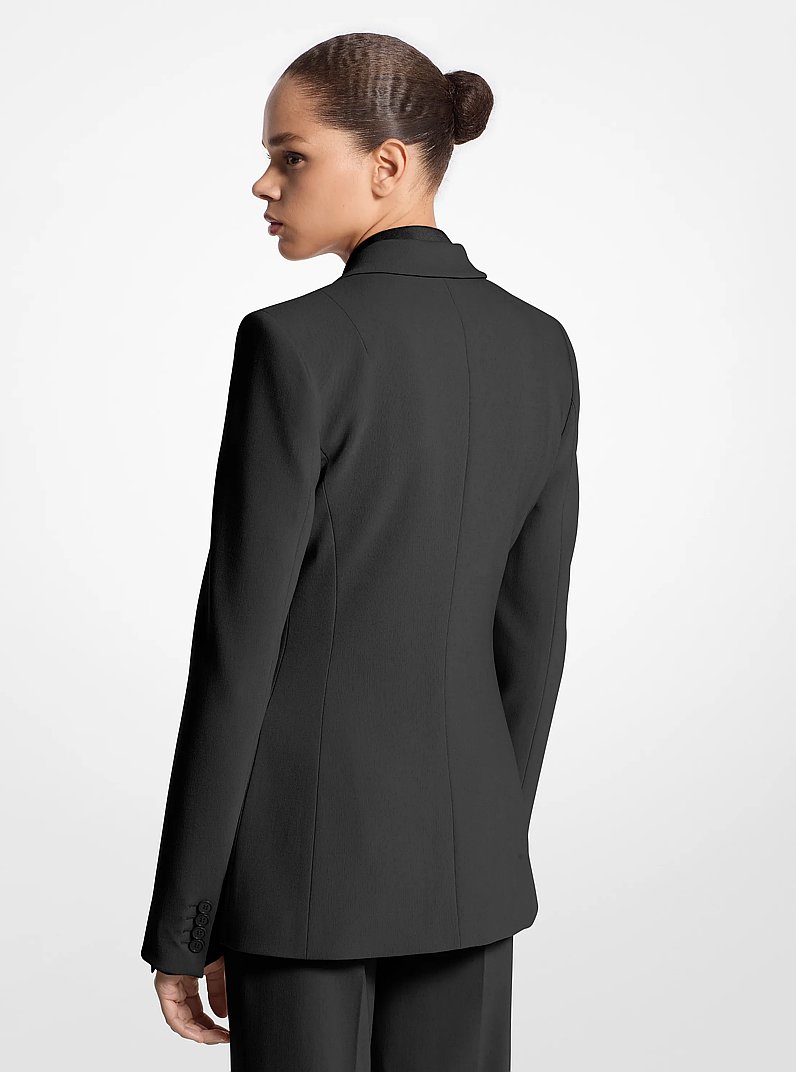Georgina Stretch Pebble Crepe Blazer in BLACK | Michael Kors