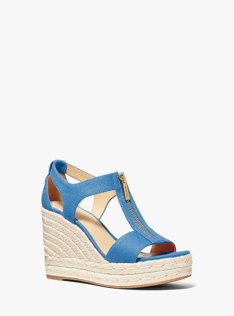 Sandalia Berkley de lona con cu&ntilde;a in AZUL FRANCIA | Michael Kors