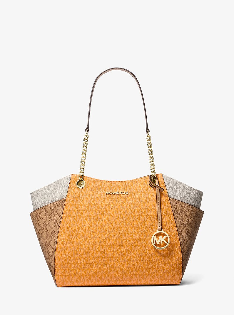 Grand sac fourre-tout Jet Set &agrave; blocs de couleurs et &agrave; logo Signature in ORANGE POP MULTI | Michael Kors
