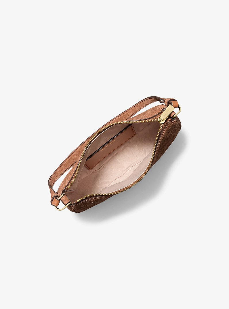 Petite pochette convertible Kyla en su&egrave;de in LUGGAGE | Michael Kors