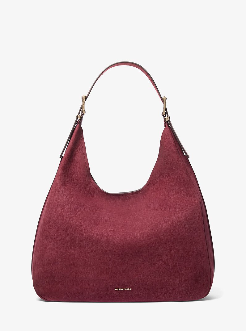 Nolita Large Nubuck Hobo Shoulder Bag in MULBERRY | Michael Kors