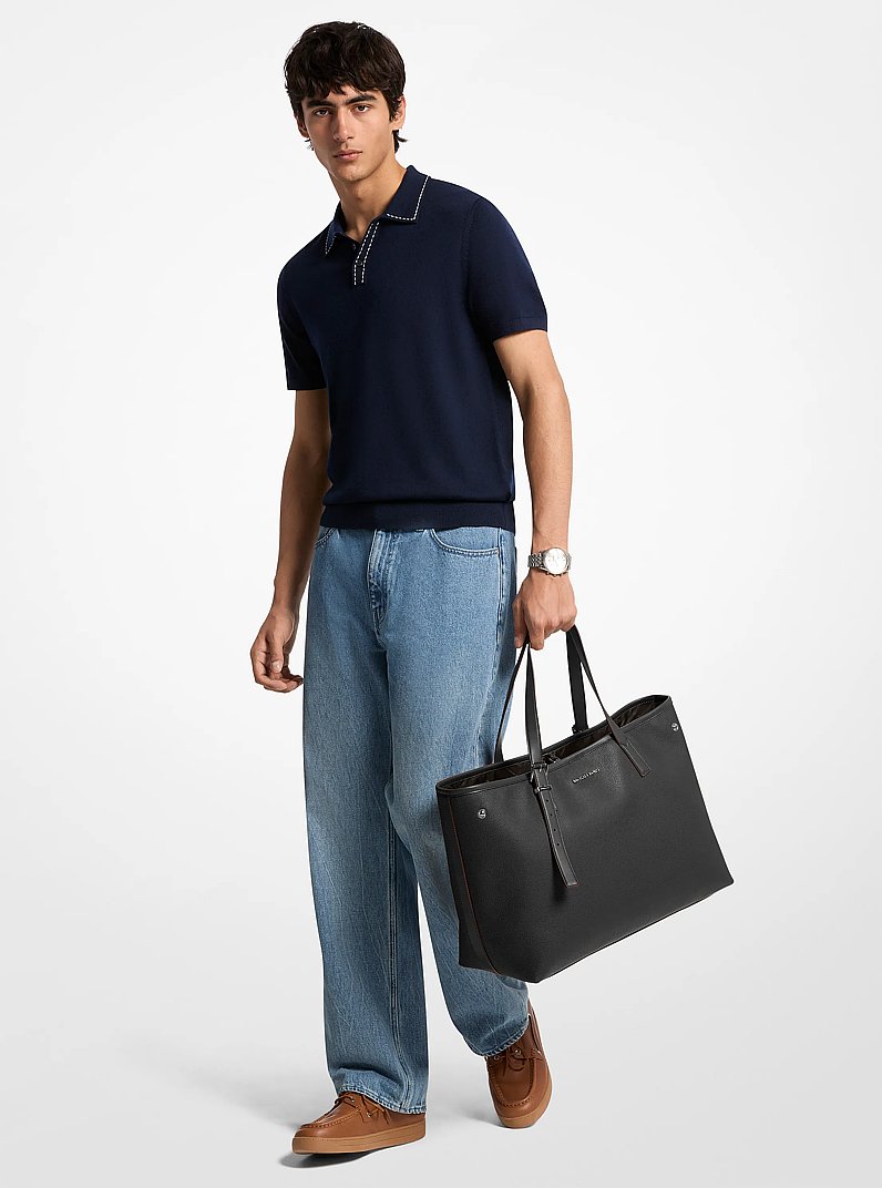 Borsa tote Hudson media in pelle martellata in NERO | Michael Kors