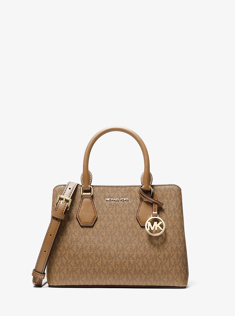 Camille Small Signature Logo Satchel in HUSK | Michael Kors