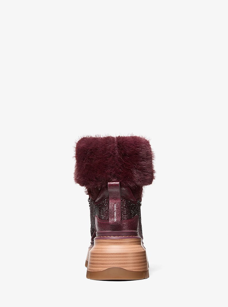 Shiloh Embellished Mixed-Media Boot in OXBLOOD | Michael Kors