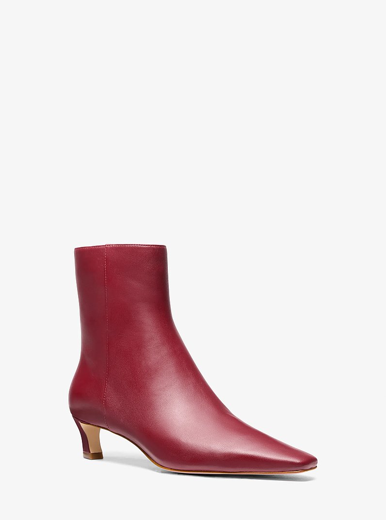 Cosmo Leather Kitten Boot in DEEP RED | Michael Kors