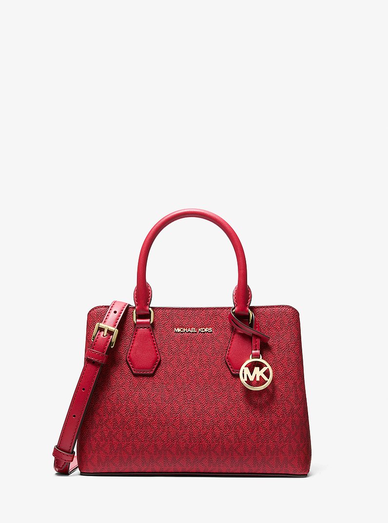 Camille Small Signature Logo Satchel in CRIMSON MULTI | Michael Kors